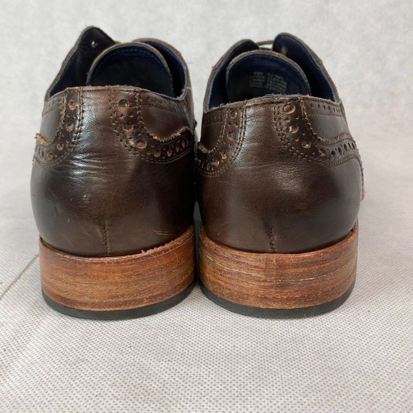 Messico Shoes Men Sz 9.5 Brown‎ Distress Leather Wing Tip Cap Toe Lace Up Oxford